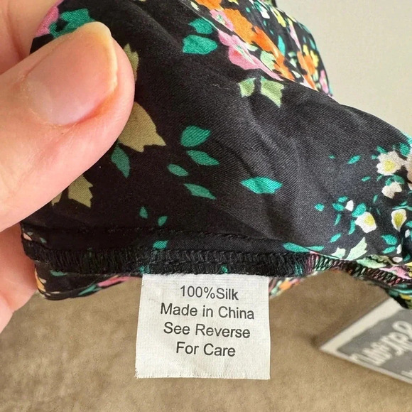 Parker Y2K vibe Black floral print Silk sleeveless Dress Multicolor size Small - Picture 10 of 10